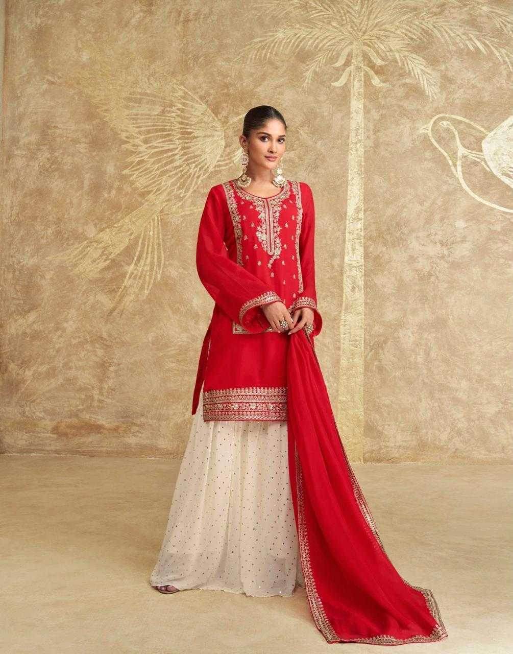 Chinon Silk Ladies Sharara Salwar Suit - MYLUXURY LANE ENTERPRISE